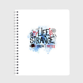 Тетрадь с принтом LIFE IS STRANGE в Тюмени, 100% бумага | 48 листов, плотность листов — 60 г/м2, плотность картонной обложки — 250 г/м2. Листы скреплены сбоку удобной пружинной спиралью. Уголки страниц и обложки скругленные. Цвет линий — светло-серый
 | chloe | life is strange | life is strange 2 | max | игра | лайф ис стрэндж | макс | надпись | хлоя