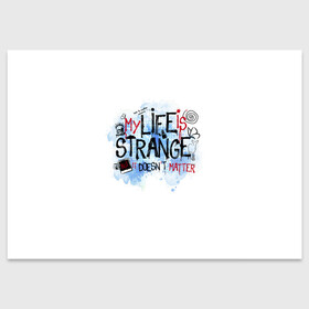 Поздравительная открытка с принтом LIFE IS STRANGE в Тюмени, 100% бумага | плотность бумаги 280 г/м2, матовая, на обратной стороне линовка и место для марки
 | chloe | life is strange | life is strange 2 | max | игра | лайф ис стрэндж | макс | надпись | хлоя