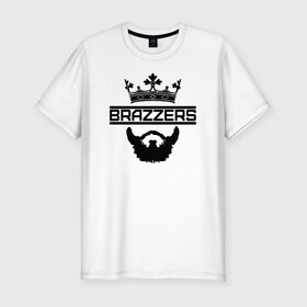 Мужская футболка хлопок Slim с принтом Brazzers в Тюмени, 92% хлопок, 8% лайкра | приталенный силуэт, круглый вырез ворота, длина до линии бедра, короткий рукав | brazzers | milf | ананизм | ананист | бразерс | браззерс | милф | сайт