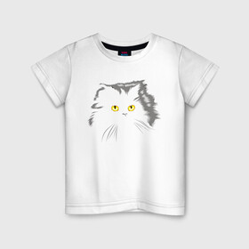 Детская футболка хлопок с принтом Грозовой, кошак (пушистый) в Тюмени, 100% хлопок | круглый вырез горловины, полуприлегающий силуэт, длина до линии бедер | глаза | желтые | котиков | коты | пушистый