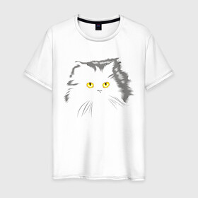 Мужская футболка хлопок с принтом Грозовой, кошак (пушистый) в Тюмени, 100% хлопок | прямой крой, круглый вырез горловины, длина до линии бедер, слегка спущенное плечо. | глаза | желтые | котиков | коты | пушистый
