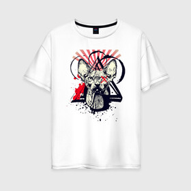 Женская футболка хлопок Oversize с принтом Грозовой кошак (сфинкс) в Тюмени, 100% хлопок | свободный крой, круглый ворот, спущенный рукав, длина до линии бедер
 | арт | графика | кот | котиков | сфинкс