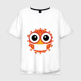 Мужская футболка хлопок Oversize с принтом Коронавирус в Тюмени, 100% хлопок | свободный крой, круглый ворот, “спинка” длиннее передней части | corona | coronavirus | болезнь | вирус | глаза | картинка | маска | мульт | пандемия | эпидемия