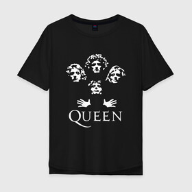 Мужская футболка хлопок Oversize с принтом QUEEN (НА СПИНЕ) в Тюмени, 100% хлопок | свободный крой, круглый ворот, “спинка” длиннее передней части | queen | rock | we will rock you | брайан мэи | группа queen | группа квин | джон дикон | квин | королева | король | роджер тейлор | рок | фредди меркьюри