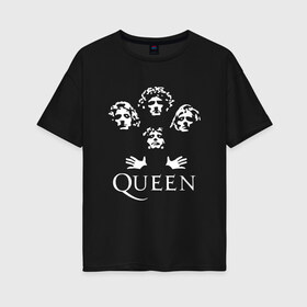 Женская футболка хлопок Oversize с принтом QUEEN (НА СПИНЕ) в Тюмени, 100% хлопок | свободный крой, круглый ворот, спущенный рукав, длина до линии бедер
 | queen | rock | we will rock you | брайан мэи | группа queen | группа квин | джон дикон | квин | королева | король | роджер тейлор | рок | фредди меркьюри