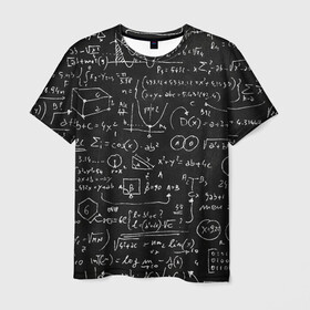 Мужская футболка 3D с принтом Математические формулы в Тюмени, 100% полиэфир | прямой крой, круглый вырез горловины, длина до линии бедер | formula | math | school | алгебра | математика | матеша | предметы | теорема | универ | физика | формула | школа