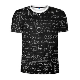 Мужская футболка 3D спортивная с принтом Математические формулы в Тюмени, 100% полиэстер с улучшенными характеристиками | приталенный силуэт, круглая горловина, широкие плечи, сужается к линии бедра | formula | math | school | алгебра | математика | матеша | предметы | теорема | универ | физика | формула | школа