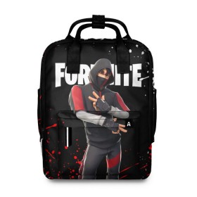 Женский рюкзак 3D с принтом FORTNITE IKONIK в Тюмени, 100% полиэстер | лямки с регулируемой длиной, сверху ручки, чтобы рюкзак нести как сумку. Основное отделение закрывается на молнию, как и внешний карман. Внутри два дополнительных кармана, один из которых закрывается на молнию. По бокам два дополнительных кармашка, куда поместится маленькая бутылочка
 | fortnite | fortnite 2 | fortnite x | ikonik | marshmello | ninja | ninja streamer | streamer | иконик | маршмелло | ниндзя | фортнайт | фортнайт 2 | фортнайт глава 2