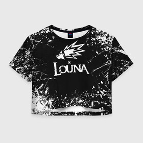 Женская футболка Crop-top 3D с принтом Louna в Тюмени, 100% полиэстер | круглая горловина, длина футболки до линии талии, рукава с отворотами | louna | music | rock | геворкян | лу | луна | лусине | лусинэ | лусинэ геворкян | музыка | панк рок | рок | хард рок