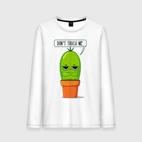 Мужской лонгслив хлопок с принтом Dont Touch Me в Тюмени, 100% хлопок |  | art | cactus | drawing | inscription | phrase | pot | арт | горшок | кактус | надпись | рисунок | фраза