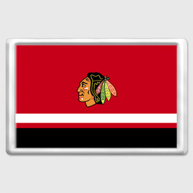 Магнит 45*70 с принтом Chicago Blackhawks в Тюмени, Пластик | Размер: 78*52 мм; Размер печати: 70*45 | blackhawks | chicago | chicago blackhawks | hockey | nhl | usa | блэкхокс | нхл | спорт | сша | хоккей | чикаго | чикаго блэкхокс | шайба