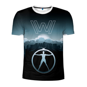 Мужская футболка 3D спортивная с принтом Westworld Landscape в Тюмени, 100% полиэстер с улучшенными характеристиками | приталенный силуэт, круглая горловина, широкие плечи, сужается к линии бедра | vdosadir | westworld | джонатан нолан | западный мир | лиза джой | мир дикого запада | пейзаж