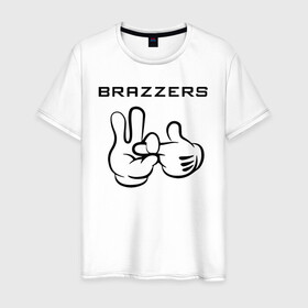Мужская футболка хлопок с принтом Brazzers в Тюмени, 100% хлопок | прямой крой, круглый вырез горловины, длина до линии бедер, слегка спущенное плечо. | brazzers | анани | бразерс | браззерс | братья | звезда | надпись | прикол | проно хуб | сайт | 