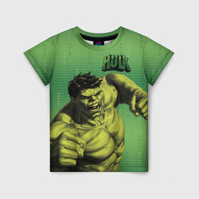 Детская футболка 3D с принтом Hulk в Тюмени, 100% гипоаллергенный полиэфир | прямой крой, круглый вырез горловины, длина до линии бедер, чуть спущенное плечо, ткань немного тянется | avengers | bruce banner | hulk | marvel | vdzabma | брюс баннер | комикс | марвел | мстители | халк