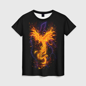 Женская футболка 3D с принтом Phoenix в Тюмени, 100% полиэфир ( синтетическое хлопкоподобное полотно) | прямой крой, круглый вырез горловины, длина до линии бедер | beast | bird | creature | fire | flame | myth | mythical | phoenix | space | зверь | космос | миф | мифические | мифическое | огонь | пламя | птица | существо | феникс