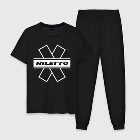 Мужская пижама хлопок с принтом NILETTO в Тюмени, 100% хлопок | брюки и футболка прямого кроя, без карманов, на брюках мягкая резинка на поясе и по низу штанин
 | logo | niletto | логотип | любимка niletto | нилето