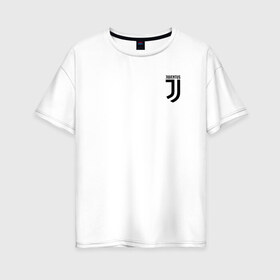 Женская футболка хлопок Oversize с принтом JUVENTUS в Тюмени, 100% хлопок | свободный крой, круглый ворот, спущенный рукав, длина до линии бедер
 | cr7 | fc juventus | football | juve | juventus | ronaldo | sport | роналдо | спорт | футбол | ювентус