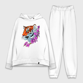 Женский костюм хлопок Oversize с принтом Тигр в Тюмени,  |  | animal | beast | cat | hunter | king | lion | predator | tiger | wild | весна | дерево | дикий | животное | зверь | кот | кошка | лев | лето | охотник | тигр | хищник | цветок цветы