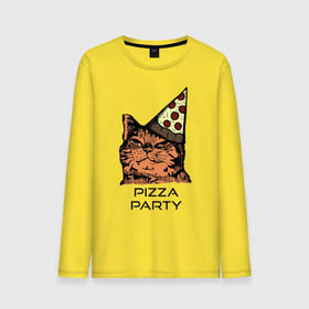 Мужской лонгслив хлопок с принтом PIZZA PARTY в Тюмени, 100% хлопок |  | party | pizza | pizza party | time | арт | веселье | время | для детей | животные | картинка | кот | котик | котики | пицца | пиццы | рисунок | рыжий кот