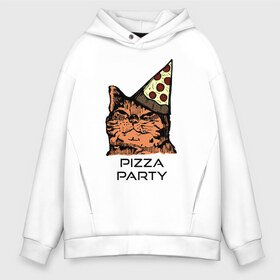 Мужское худи Oversize хлопок с принтом PIZZA PARTY в Тюмени, френч-терри — 70% хлопок, 30% полиэстер. Мягкий теплый начес внутри —100% хлопок | боковые карманы, эластичные манжеты и нижняя кромка, капюшон на магнитной кнопке | party | pizza | pizza party | time | арт | веселье | время | для детей | животные | картинка | кот | котик | котики | пицца | пиццы | рисунок | рыжий кот