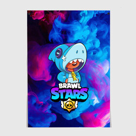 Постер с принтом BRAWL STARS LEON SHARK в Тюмени, 100% бумага
 | бумага, плотность 150 мг. Матовая, но за счет высокого коэффициента гладкости имеет небольшой блеск и дает на свету блики, но в отличии от глянцевой бумаги не покрыта лаком | 8 bit | 8 бит | bibi | brawl stars | crow | el brown | leon | leon shark | max | mr.p | sally leon | shark | stars | virus | werewolf | акула | биби | вирус | ворон | леон | оборотень | пингвин