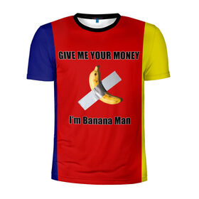 Мужская футболка 3D спортивная с принтом Give Me Your Money x Go Bananas в Тюмени, 100% полиэстер с улучшенными характеристиками | приталенный силуэт, круглая горловина, широкие плечи, сужается к линии бедра | banana man | little big | банан | банан скотч | ильич | илья прусикин | литл биг | литтл биг