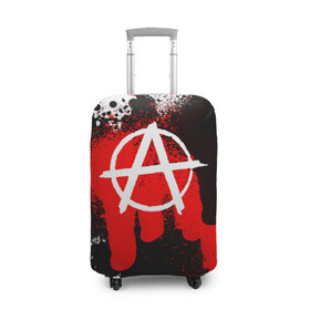 Чехол для чемодана 3D с принтом АНАРХИЯ в Тюмени, 86% полиэфир, 14% спандекс | двустороннее нанесение принта, прорези для ручек и колес | anarchy | анархия | анархо коммунизм | граффити | символ | стена | череп