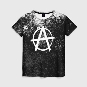 Женская футболка 3D с принтом АНАРХИЯ в Тюмени, 100% полиэфир ( синтетическое хлопкоподобное полотно) | прямой крой, круглый вырез горловины, длина до линии бедер | anarchy | анархия | анархо коммунизм | граффити | символ | стена | череп
