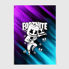 Постер с принтом FORTNITE X MARSHMELLO в Тюмени, 100% бумага
 | бумага, плотность 150 мг. Матовая, но за счет высокого коэффициента гладкости имеет небольшой блеск и дает на свету блики, но в отличии от глянцевой бумаги не покрыта лаком | fortnite | fortnite 2 | fortnite x | ikonik | marshmello | ninja | ninja streamer | иконик | маршмелло | ниндзя | фортнайт | фортнайт 2 | фортнайт глава 2