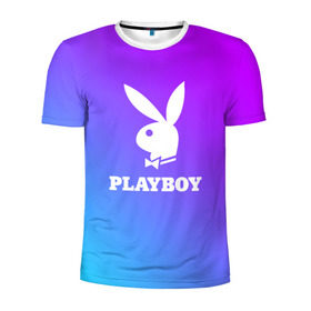 Мужская футболка 3D спортивная с принтом PLAYBOY в Тюмени, 100% полиэстер с улучшенными характеристиками | приталенный силуэт, круглая горловина, широкие плечи, сужается к линии бедра | brand | brazzers | faketaxi | hub | mode | playboy | бразерс | бренд | мода | фейк такси