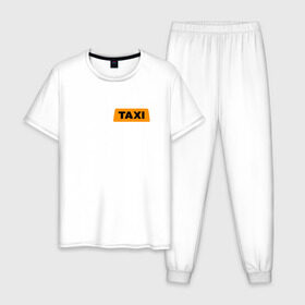 Мужская пижама хлопок с принтом FAKE TAXI в Тюмени, 100% хлопок | брюки и футболка прямого кроя, без карманов, на брюках мягкая резинка на поясе и по низу штанин
 | Тематика изображения на принте: brand | brazzers | fake taxi | faketaxi | hub | mode | playboy | бразерс | бренд | мода | фейк такси