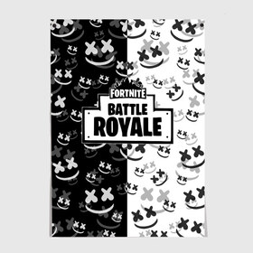 Постер с принтом Fortnite & Marshmello в Тюмени, 100% бумага
 | бумага, плотность 150 мг. Матовая, но за счет высокого коэффициента гладкости имеет небольшой блеск и дает на свету блики, но в отличии от глянцевой бумаги не покрыта лаком | fortnite | marshmello | диджей | игра | клуб | клубная музыка | компьютерная игра | маршмеллоу | маршмэлло | маршмэллоу | музыка | симулятор | фортнайт | электронная