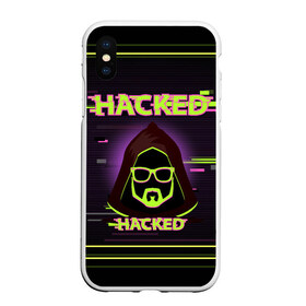 Чехол для iPhone XS Max матовый с принтом Hacked в Тюмени, Силикон | Область печати: задняя сторона чехла, без боковых панелей | cybepunk | hacked | hacker | it | аноним | анонимус | взлом | взломщик | киберпанк | программист | хак | хакер