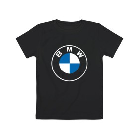 Детская футболка хлопок с принтом BMW LOGO 2020 в Тюмени, 100% хлопок | круглый вырез горловины, полуприлегающий силуэт, длина до линии бедер | Тематика изображения на принте: bmw | bmw motorsport | bmw performance | carbon | m | motorsport | performance | sport | бмв | карбон | моторспорт | спорт