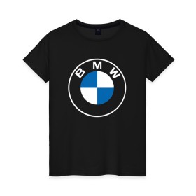 Женская футболка хлопок с принтом BMW LOGO 2020 в Тюмени, 100% хлопок | прямой крой, круглый вырез горловины, длина до линии бедер, слегка спущенное плечо | bmw | bmw motorsport | bmw performance | carbon | m | motorsport | performance | sport | бмв | карбон | моторспорт | спорт