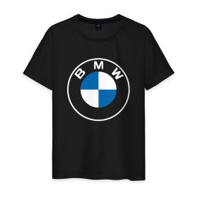 Мужская футболка хлопок с принтом BMW LOGO 2020 в Тюмени, 100% хлопок | прямой крой, круглый вырез горловины, длина до линии бедер, слегка спущенное плечо. | Тематика изображения на принте: bmw | bmw motorsport | bmw performance | carbon | m | motorsport | performance | sport | бмв | карбон | моторспорт | спорт