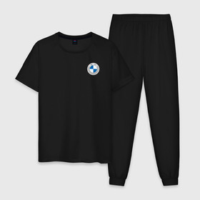 Мужская пижама хлопок с принтом BMW LOGO 2020 в Тюмени, 100% хлопок | брюки и футболка прямого кроя, без карманов, на брюках мягкая резинка на поясе и по низу штанин
 | bmw | bmw performance | m | motorsport | performance | бмв | бэха | моторспорт