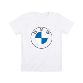 Детская футболка хлопок с принтом BMW LOGO 2020 в Тюмени, 100% хлопок | круглый вырез горловины, полуприлегающий силуэт, длина до линии бедер | bmw | bmw motorsport | bmw performance | carbon | m | motorsport | performance | sport | бмв | карбон | моторспорт | спорт