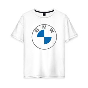 Женская футболка хлопок Oversize с принтом BMW LOGO 2020 в Тюмени, 100% хлопок | свободный крой, круглый ворот, спущенный рукав, длина до линии бедер
 | bmw | bmw motorsport | bmw performance | carbon | m | motorsport | performance | sport | бмв | карбон | моторспорт | спорт