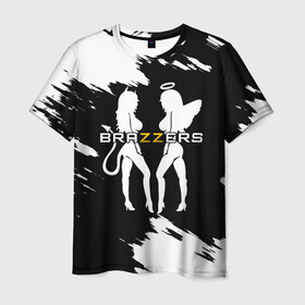 Мужская футболка 3D с принтом Brazzers в Тюмени, 100% полиэфир | прямой крой, круглый вырез горловины, длина до линии бедер | brazzers | ана | ангел | бразерс | браззерс | братья | демон | звезда | надпись | прикол | проно хуб | сайт | 