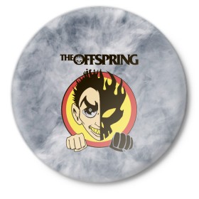 Значок с принтом The Offspring в Тюмени,  металл | круглая форма, металлическая застежка в виде булавки | dexter holland | music | offspring | rock | альтернативный рок | декстер холланд | музыка | отпрыск | офф спринг | оффспринг | панк рок | поп панк | рок | скейт панк