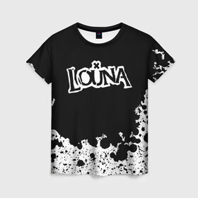 Женская футболка 3D с принтом  Louna в Тюмени, 100% полиэфир ( синтетическое хлопкоподобное полотно) | прямой крой, круглый вырез горловины, длина до линии бедер | louna | tracktor bowling | альтернативный метал | альтернативный рок | гранж | лу | луна | ню метал | панк рок | хард рок