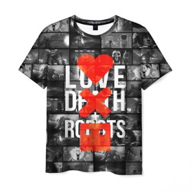Мужская футболка 3D с принтом LOVE DEATH ROBOTS (LDR) в Тюмени, 100% полиэфир | прямой крой, круглый вырез горловины, длина до линии бедер | death | fantastic | future | ldr | love | love death and robots | love death robots | netflix | robots | sci fi | будущее | лдр | любовь | нетфликс | роботы | фантастика