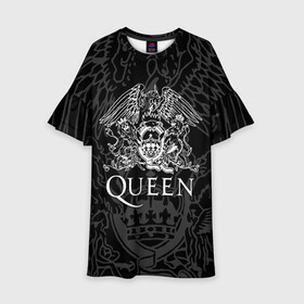 Детское платье 3D с принтом QUEEN | КВИН (Z) в Тюмени, 100% полиэстер | прямой силуэт, чуть расширенный к низу. Круглая горловина, на рукавах — воланы | queen | rock | we will rock you | брайан мэи | группа queen | группа квин | джон дикон | квин | королева | король | роджер тейлор | рок | фредди меркьюри