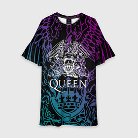 Детское платье 3D с принтом QUEEN | Freddie Mercury (Z) в Тюмени, 100% полиэстер | прямой силуэт, чуть расширенный к низу. Круглая горловина, на рукавах — воланы | queen | rock | we will rock you | брайан мэи | группа queen | группа квин | джон дикон | квин | королева | король | роджер тейлор | рок | фредди меркьюри