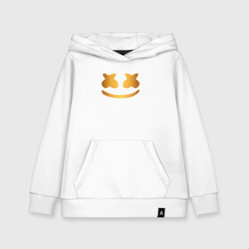 Детская толстовка хлопок с принтом Marshmello gold в Тюмени, 100% хлопок | Круглый горловой вырез, эластичные манжеты, пояс, капюшен | christopher comstock | cool | dj | edm | gold | golden | marshmello | marshmellow | градиент | градиентный | диджей | зефир | золото | золотой | кристофер комсток | музыка | музыкант