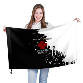 Флаг 3D с принтом Brazzers orgasm donor	 в Тюмени, 100% полиэстер | плотность ткани — 95 г/м2, размер — 67 х 109 см. Принт наносится с одной стороны | brazzers | ананизм | бразерс | браззерс | братья | звезда | мостурба | надпись | прикол | проно хуб | сайт | с