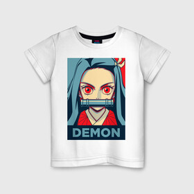 Детская футболка хлопок с принтом Незуко Камадо в Тюмени, 100% хлопок | круглый вырез горловины, полуприлегающий силуэт, длина до линии бедер | аниме | клинок рассекающий демонов | незуко камадо