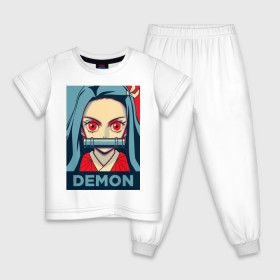 Детская пижама хлопок с принтом Незуко Камадо в Тюмени, 100% хлопок |  брюки и футболка прямого кроя, без карманов, на брюках мягкая резинка на поясе и по низу штанин
 | аниме | клинок рассекающий демонов | незуко камадо