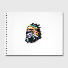 Альбом для рисования с принтом Индеец в Тюмени, 100% бумага
 | матовая бумага, плотность 200 мг. | Тематика изображения на принте: art | wolf | америка | вождь | волк | голова | индеец | майя | навахо | парню | перья | племя | портрет | прикольная | сша | человек | чероки